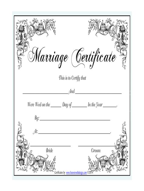 Marriage certificate form