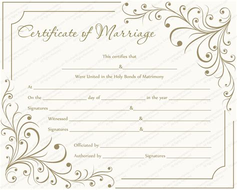 Marriage certificate record template