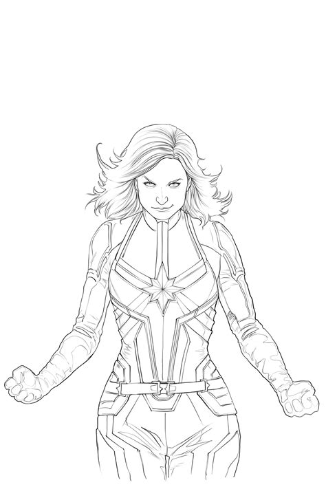 Captain Marvel and the Avengers Coloring Page