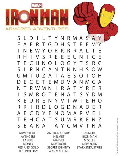 Marvel Word Search Printable Ironman