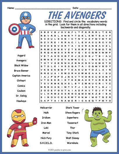 Marvel Word Search Printable Superman