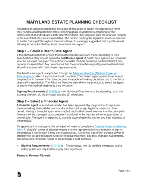 Maryland Estate Planning Template