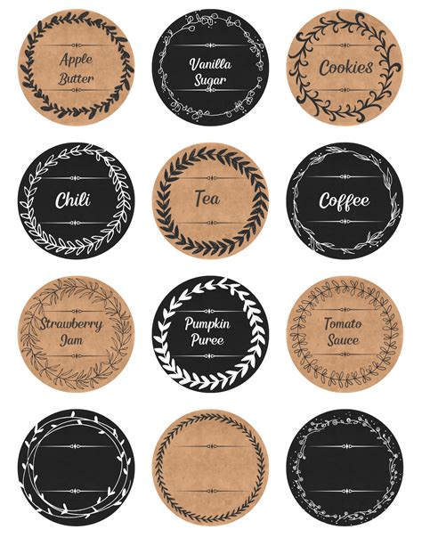 Mason jar lid labels printable rustic wood design