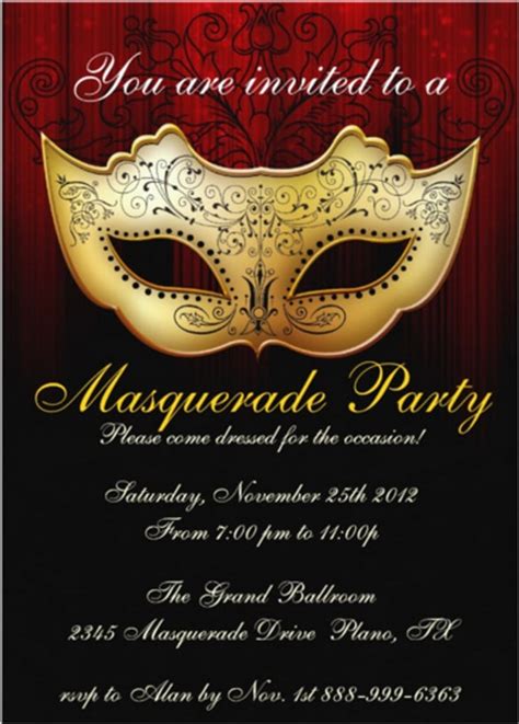 Masquerade Party Theme Invitation Template