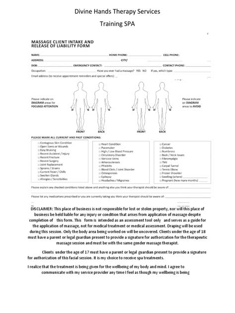 Massage Therapy Disclaimer Template