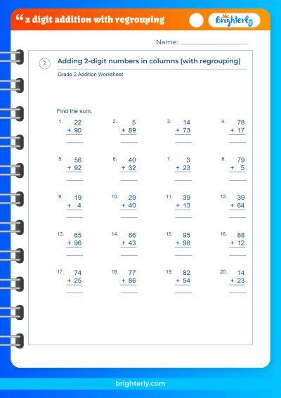 Image of a student working on a math worksheet with 2-digit addition problems