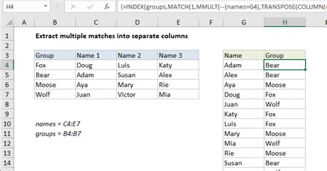 Matching Multiple Columns in Excel