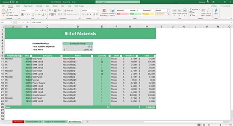 Materials Management Template in Excel