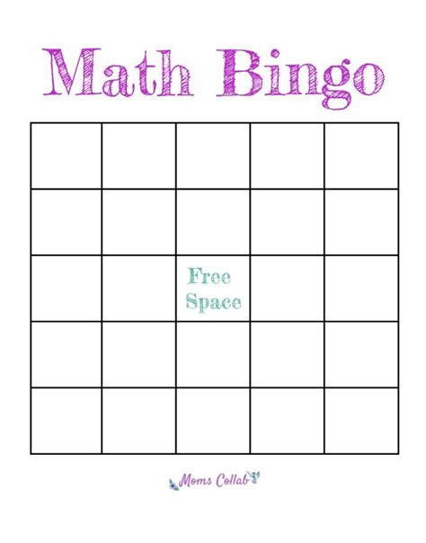 Math Bingo Template