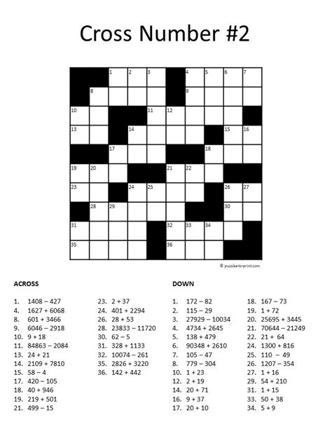 Math Crossword Puzzle 1