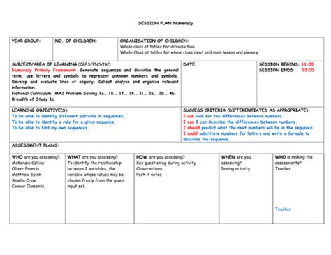 Math Problem-Solving Lesson Plan Template 3