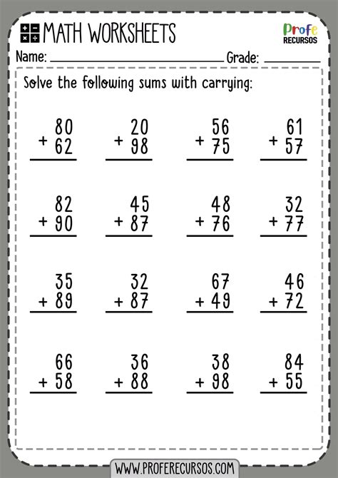 Math worksheets for addition