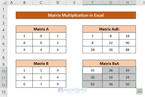 Matrix operations in Excel