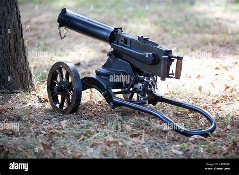 Maxim gun on display at a museum