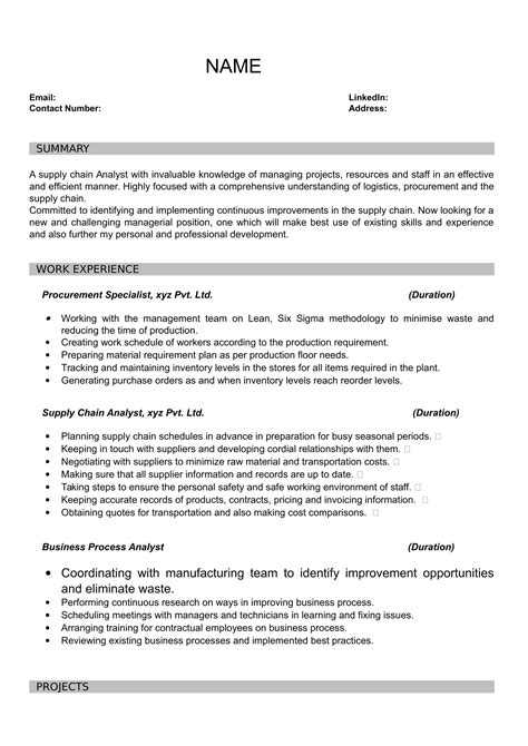 MBA Resume Template Free Download