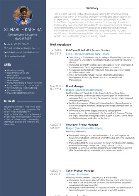 MBA Resume Template Word