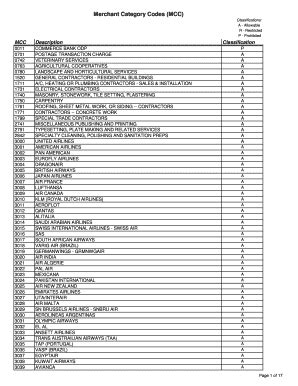 MCC Code Excel Template