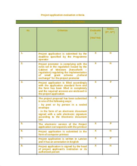 McGreevy's Criteria Template 7