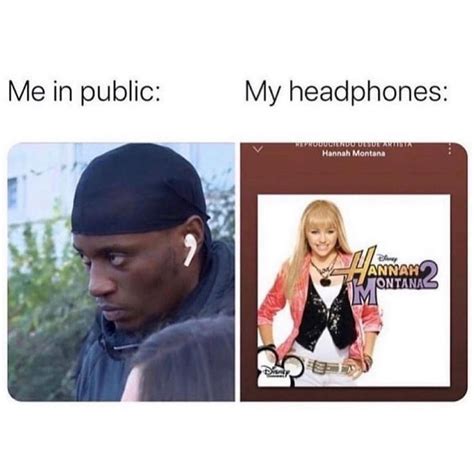 Amusing image of person listening to music in public