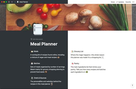 Meal planning notion template 1