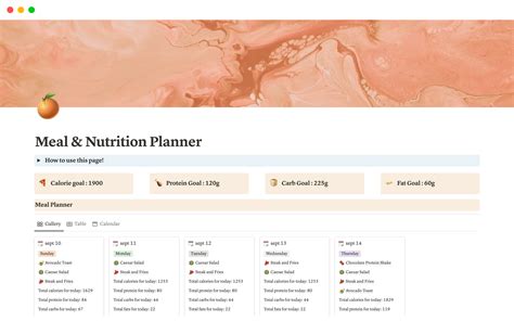 Meal planning notion template 2