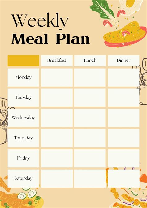 Meal planning template design