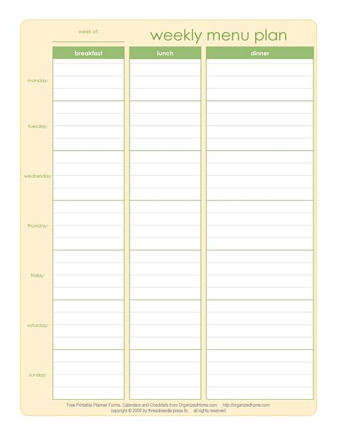 Meal Planning Template Gallery