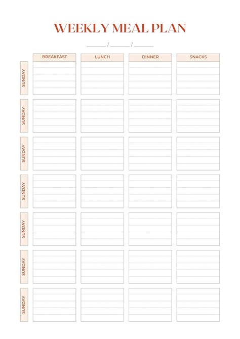 Meal prep planner template