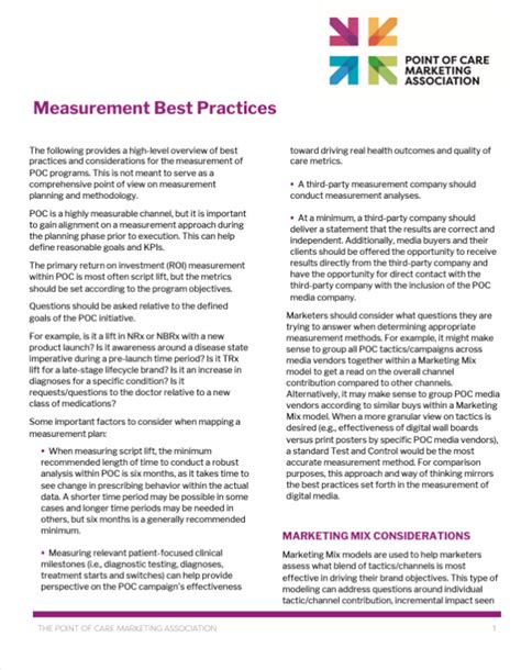 Description of Measurement Best Practices