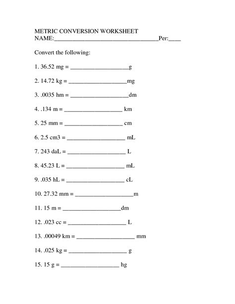 Measurement conversion practice