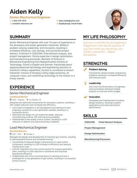 Mechanical Engineer Resume Template