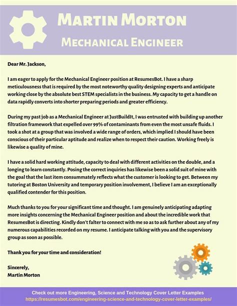 Mechanical engineering cover letter