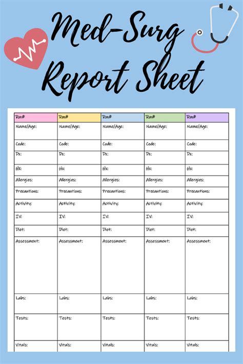 Med Surg Nursing Worksheet Printable Examples