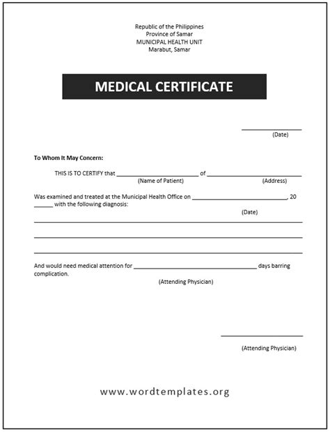 Medical Certificate Template for Word