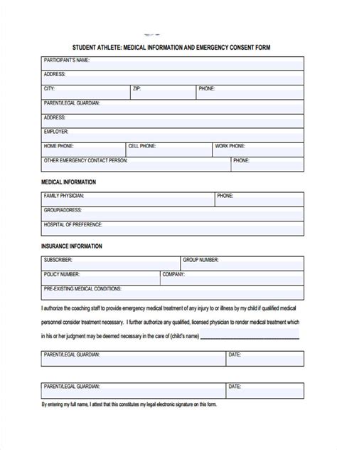 Medical Consent Form for Emergency