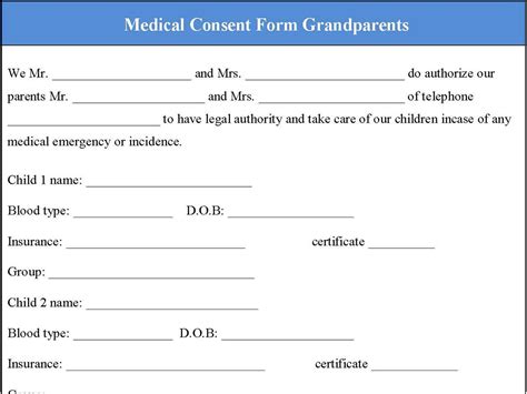 Medical Consent Form for Grandparents