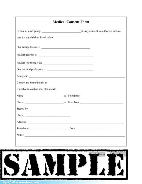 Medical Consent Form Sample