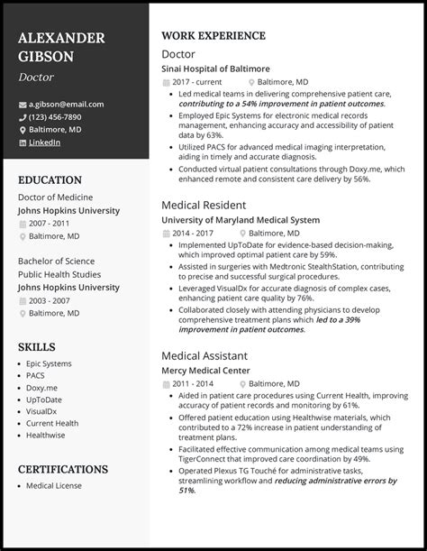 Medical Doctor Resume Template