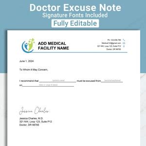 Medical Excuse Template