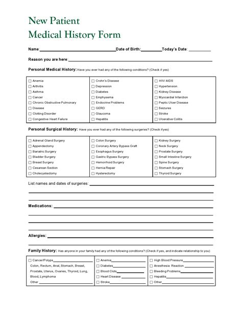 Medical History Template Sample