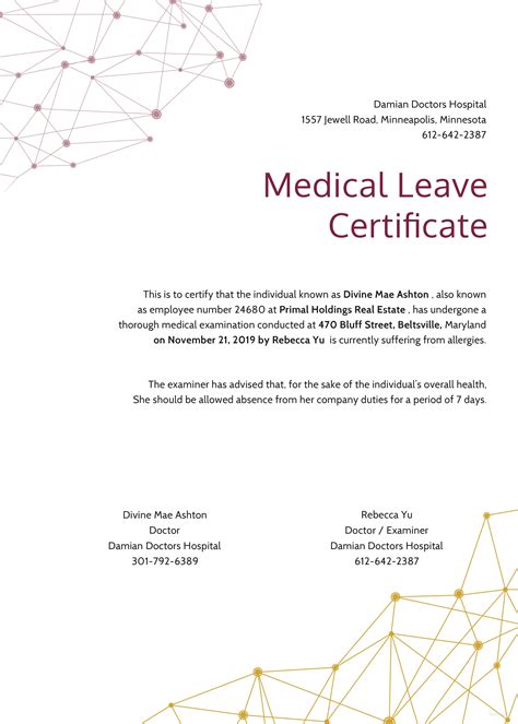 Medical leave template Word image