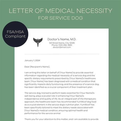 Medical Necessity Service Dog Letter