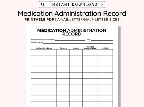 Medication Administration Record Template Word