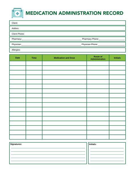 Medication Administration Record Template Word Document