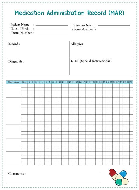 Medication Administration Record Template Word Example