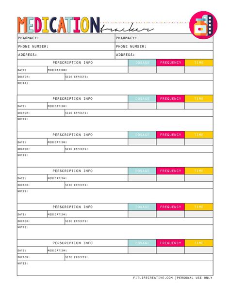 Medication Chart Printable Example