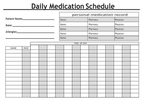 Medication Schedule Template Example 3