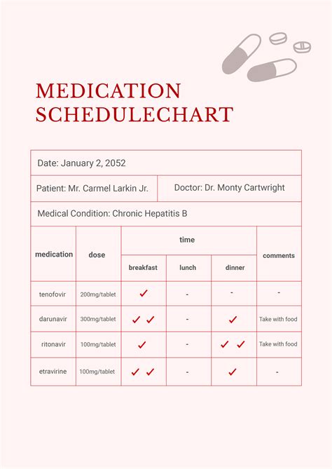 Example of a medication schedule template