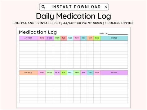 Medication Tracker Printable Template