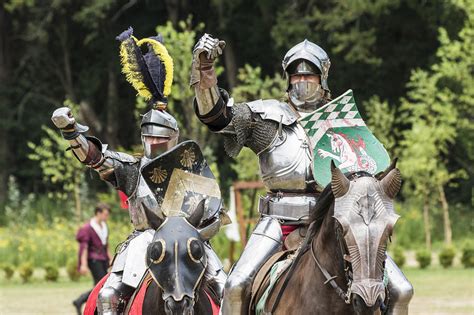 Medieval knights rendering an obeisance